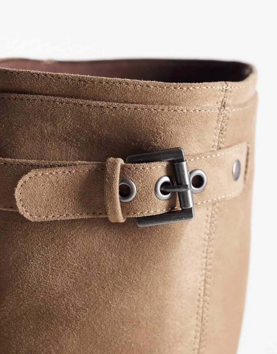 ASOS DESIGN Cassandra eyelet biker boot in sand