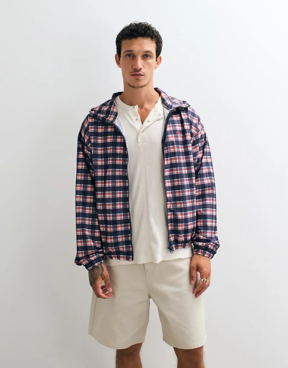 COLLUSION Nylon check print zip up track jacket in multi