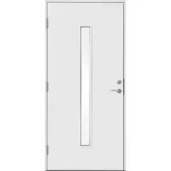 Ytterdør funkis klart glass midtstilt 90x200 venstre hvit ncs s0502-y