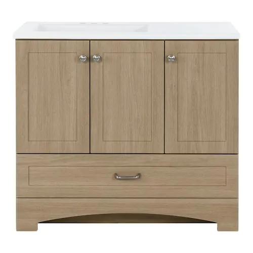 Lancaster 36.5-inch W x 18.75-inch D x 32.9-inch H Bath Vanity in Beige Oak With Cultured Marble Top