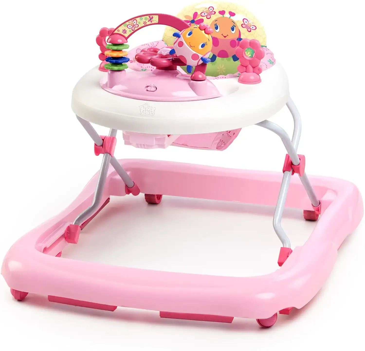 Bright Starts JuneBerry Walk-A-Bout Baby Walker and Entertainer, with Easy Fold Frame for Storage, Ages 6 Months +