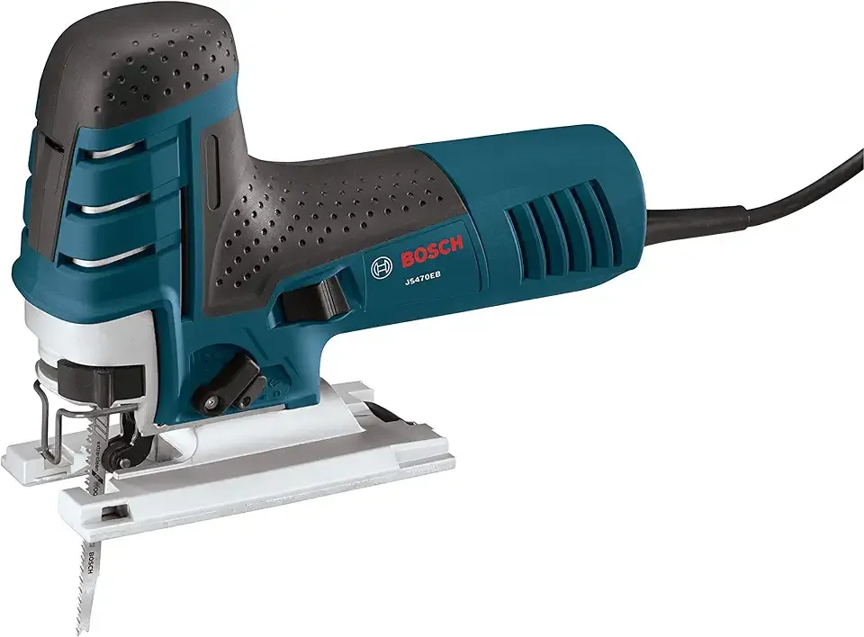 BOSCH JS470EB Corded Barrel-Grip Jig Saw - 120V Low Vibration, 7 Amp Variable Speed for Smooth Cutting up to Up To 5-7/8 Inch on Wood, 3/8 Inch on Steel For Countertops