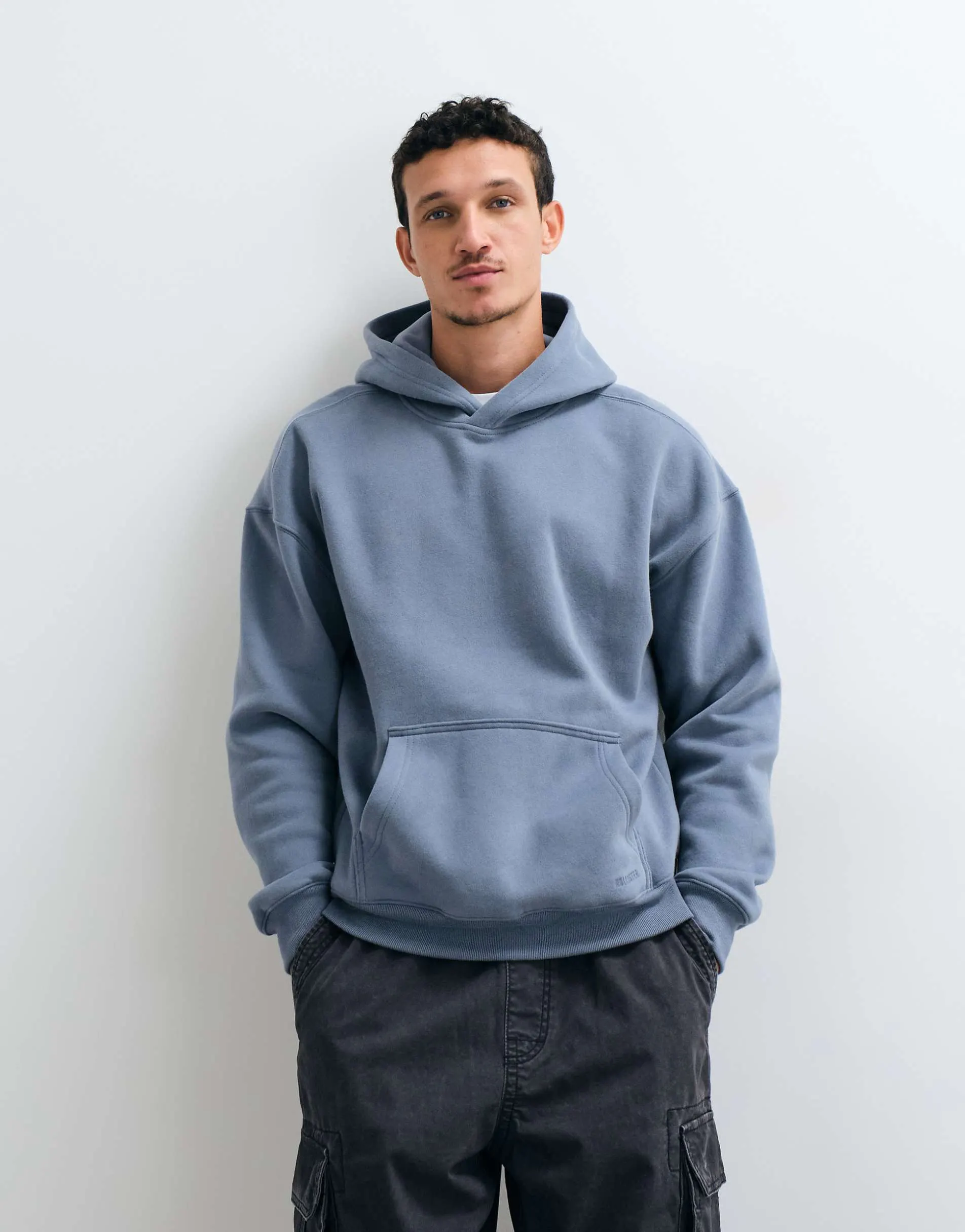 Hollister boxy fit hoodie in light blue