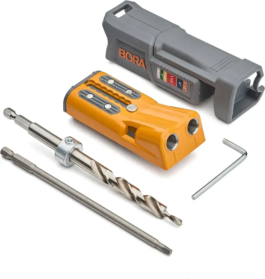 BORA Pro Compact Pocket Hole Jig, Auto Adjusting Drill Guide, Durable Pocket Hole Jig Kit for Woodworking & Tight Spaces - For Materials 1/2 inch to 1 1/2 inch Thick, Power Tool Accessory Jigs