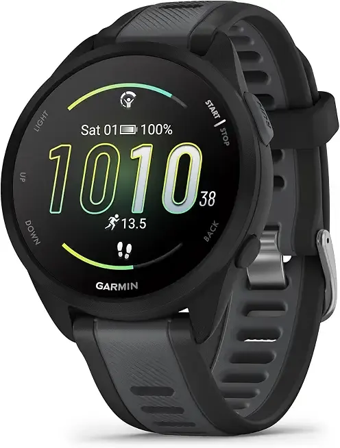 Forerunner® 165, Running Smartwatch, 43mm, Black | Essential Training & Recovery Features, Built-In GPS for Distance, Pace & Speed, Garmin Coach, Daily Suggested Workouts