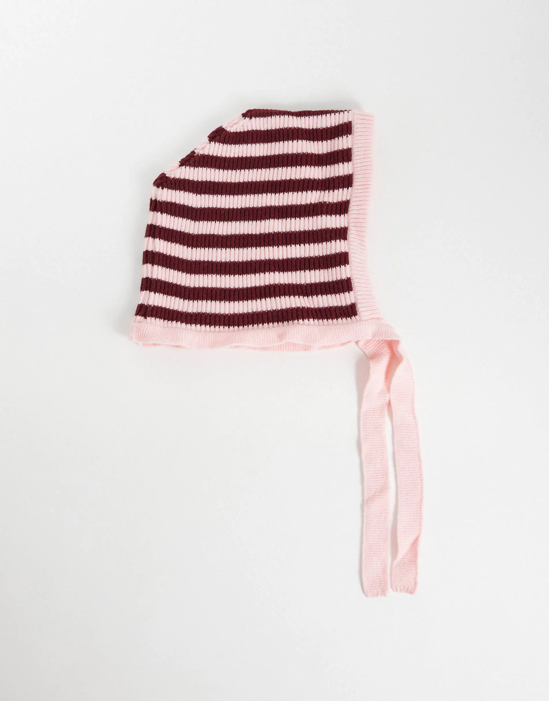 Kaiia exclusive knitted tie snood in burgundy and pink stripe