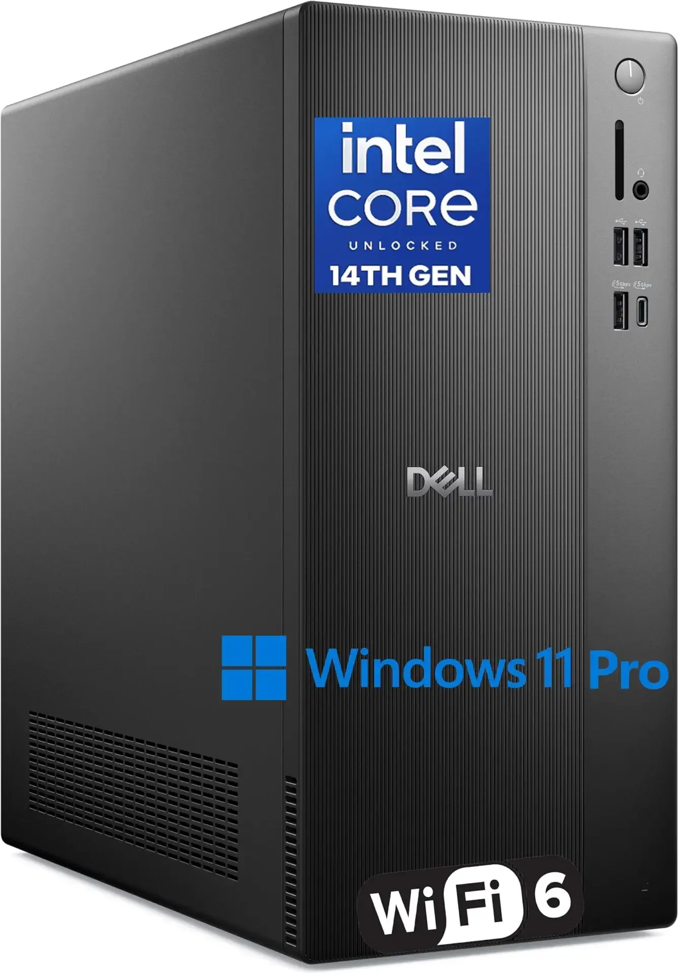 Dell Tower PC Ect1250 Desktop Computers for Home & Business, 14th Gen Intel 4-Core Processor, 16GB DDR5 RAM, 512GB PCIe SSD, WiFi 6, Bluetooth, DisplayPort, HDMI, Type-C, Windows 11 Pro