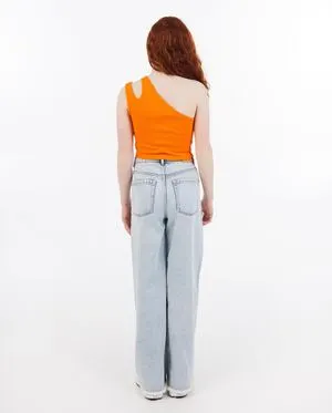 Top met fijne rib, cropped fit