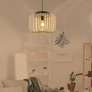 Lámpara de techo colgante de bambú beige 1 luz E27 Pecan INSPIRE 38 cm y altura regulable