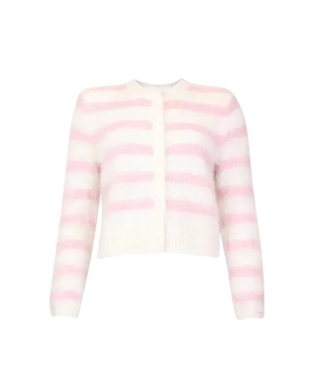 Hairy Knit Jacket - Rosa/Hvit