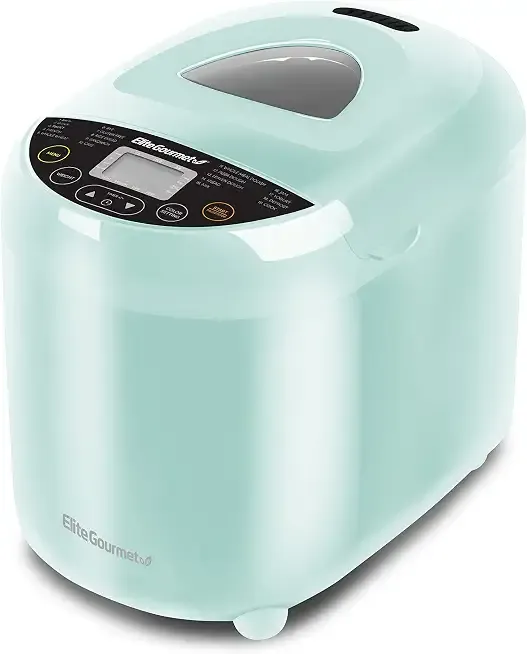 Elite Gourmet Programmable Bread Maker, 2 lb Loaf, 3 Sizes, 19 Presets incl. Gluten-Free, Dough & Jam, Delay Timer, Mint