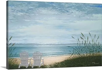 CANVAS ON DEMAND Beach Chairs Canvas Wall Art Print b…