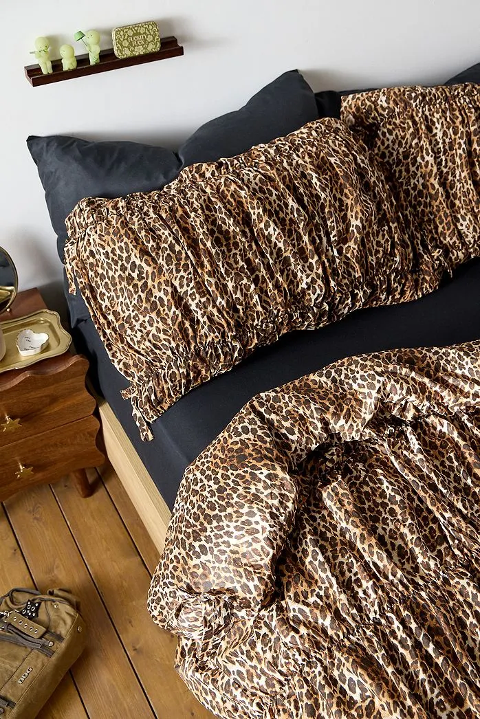 Set Copripiumino Arricciato Leopardato