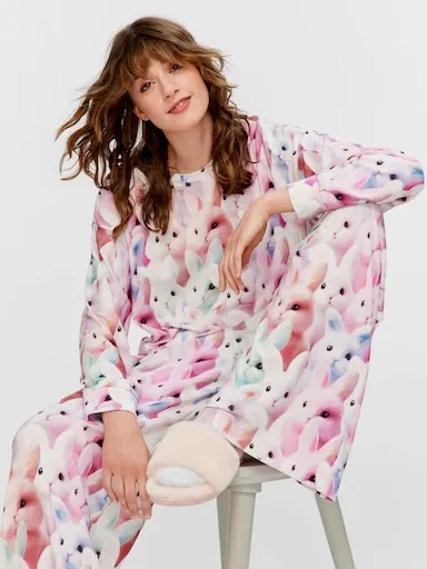 Crazy Bunny Plush Wide Leg Pj Pant