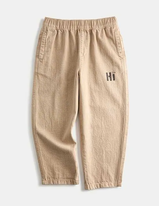 Hose aus reinem Baumwolltwill mit Grafik (2–8 J.)