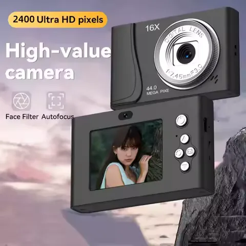 4K Digital Camera 24 Million Pixels Children Camcorder 16x Zoom Compact Cameras Auto Focus for Kids Adult Beginners Photograph