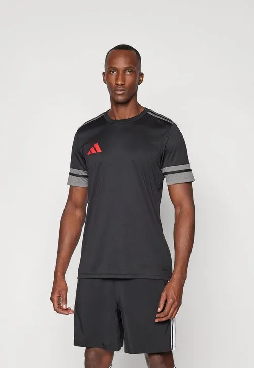 SQUADRA25 SHORT SLEEVE - T-skjorte til trening - black/team grey four/pure ruby