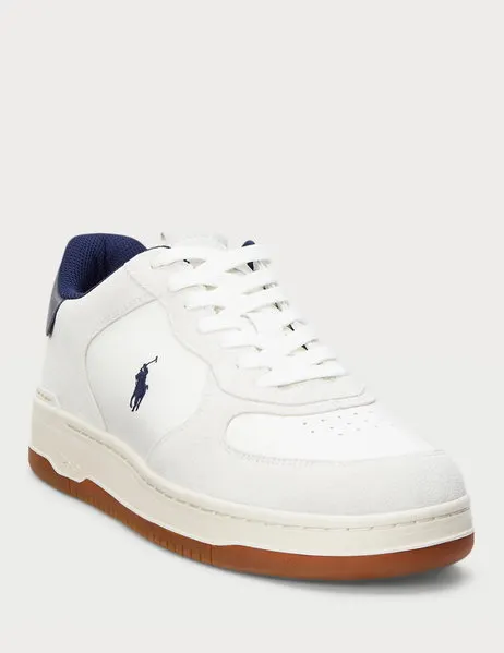Masters Court Suede-Panelled Trainer White/Navy