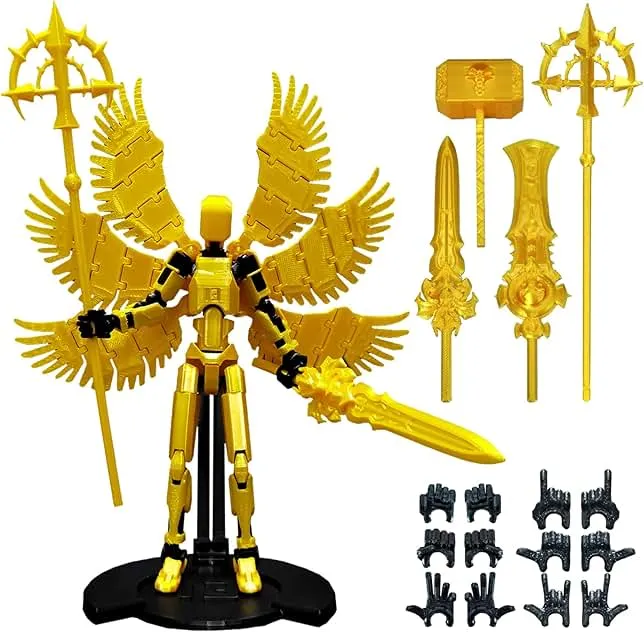 apcute (Assembly Completed) 3D Printed T13 Action Figure, 5.5 Inch Multi-Jointed Movable Dummy 13 Toy,Dummy 13 Robot Action Figure with Lots of Weapons