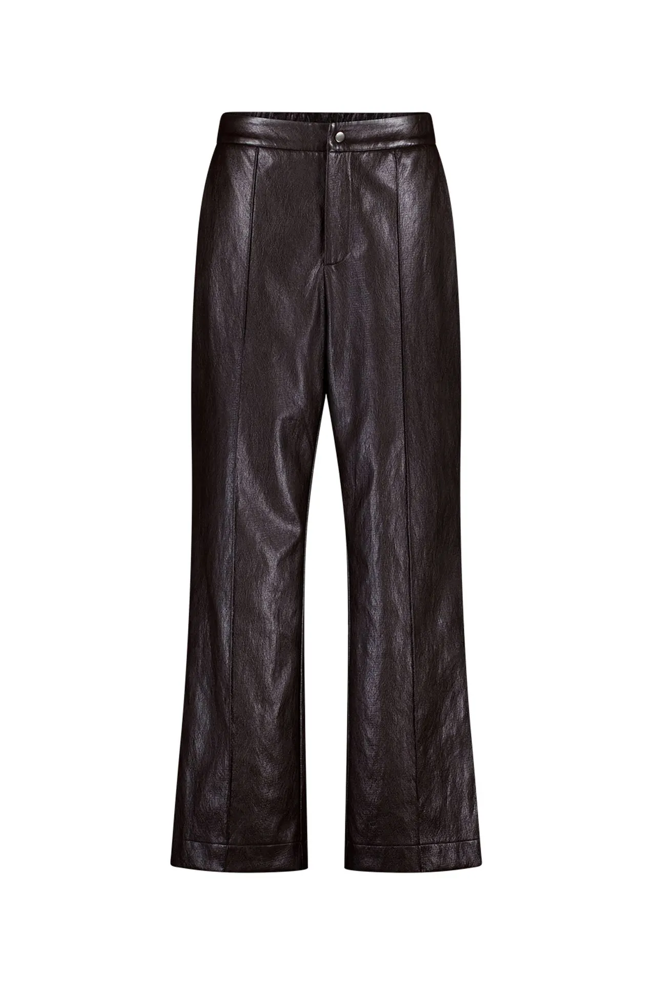 Straight fit broek | Donkerbruin | Imitatieleer