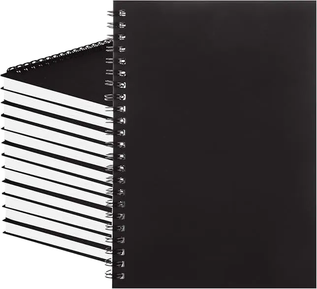 MIVIDE 24 Pack Black A5 Spiral Notebook, 8.2 x 5.7 Inch 60 Pages Hardcover Spiral Lined Notebook Journal, Lined Travel Bulk Writing Paper Notebook for School Business Office Supplies