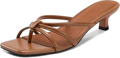 Athlefit Kitten Heels for Women Square Toe Strappy Flip Flop…