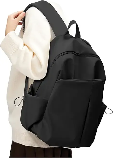 SEAFEW Black Backpack for School, High School Bookbag Back Pack for Teens Girls Boys, Lightweight College Backpack Bookbag for Women Men, Simple Casual Daypack Mochilas Escolares para Adolescentes