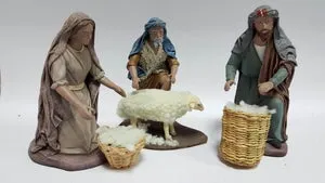 Grupo Arte Pesebre - Pastores esquilando Oveja, para figuras de 21 cm