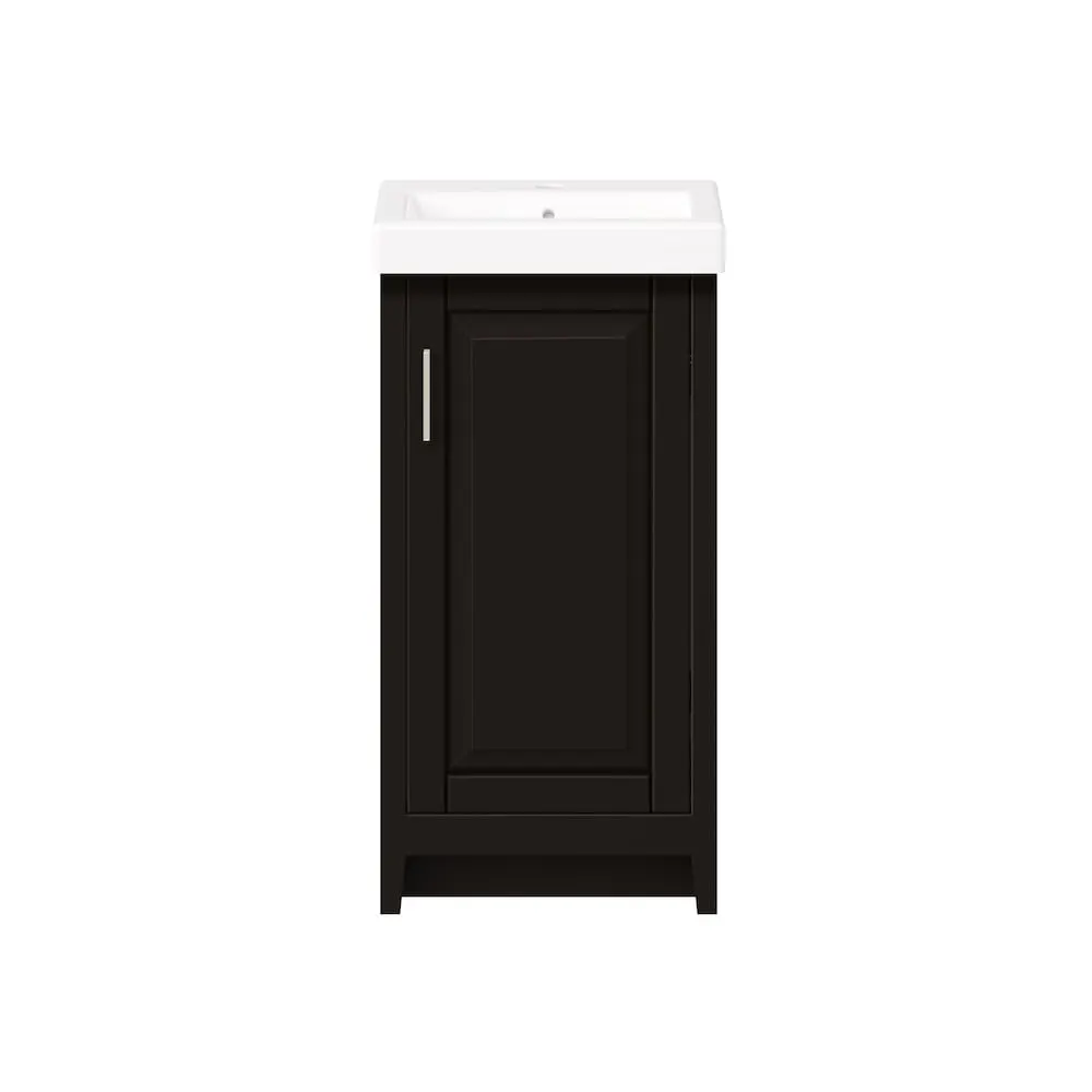 Glacier Bay Simard 17.50-inch W 1-Door Freestanding Vanity in Dark Chocolate With Top in White