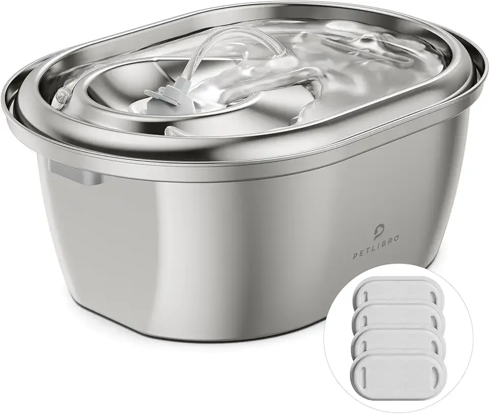 PETLIBRO Stainless Steel Cat Water Fountain, 101oz/3L Pet Water Fountain for Cats Inside, Food-Grade Dog Water Fountain, Automatic Cat Water Dispenser