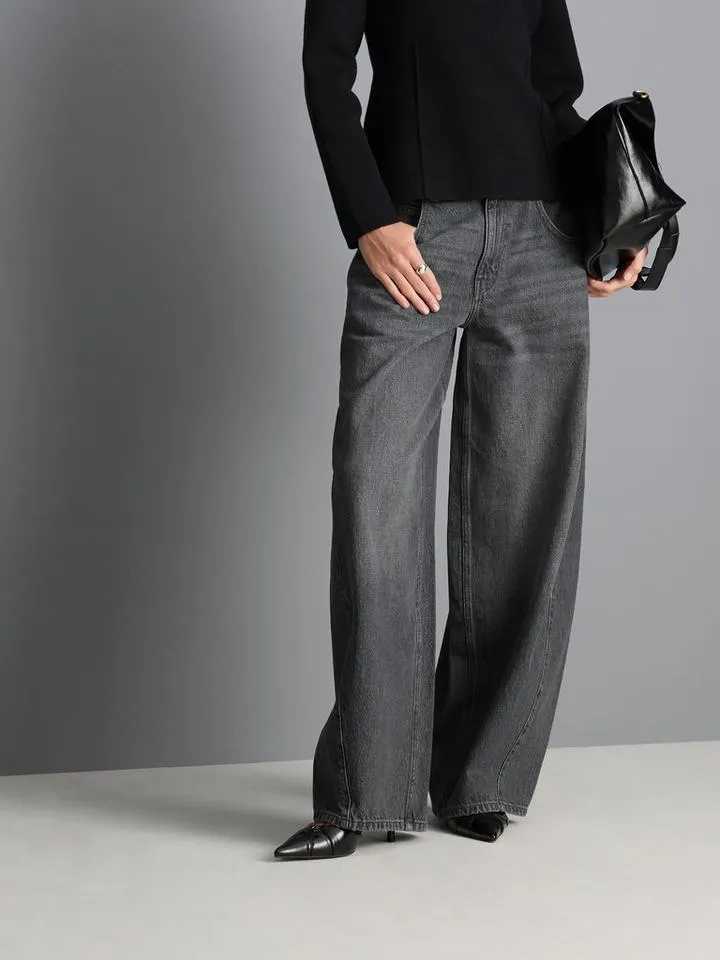Jean barrel baggy en denim de coton