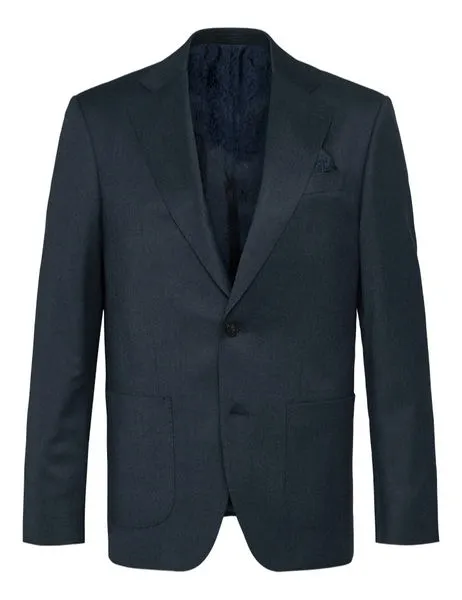 Stretch Flannel Star Napoli Dark Blue