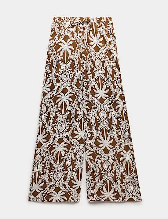 Bedruckte Pull-On-Hose mit weitem Bein