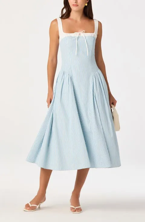 ASTR the Label Hazel Ticking Stripe Midi Dress