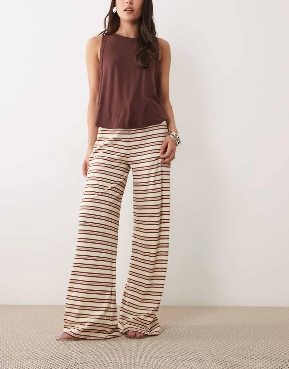 Miss Selfridge drawstring waist wide leg trousers in stripe