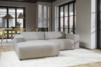 Gestoffeerde 3-zits hoekbank Willard - 234 cm Beige - rechts