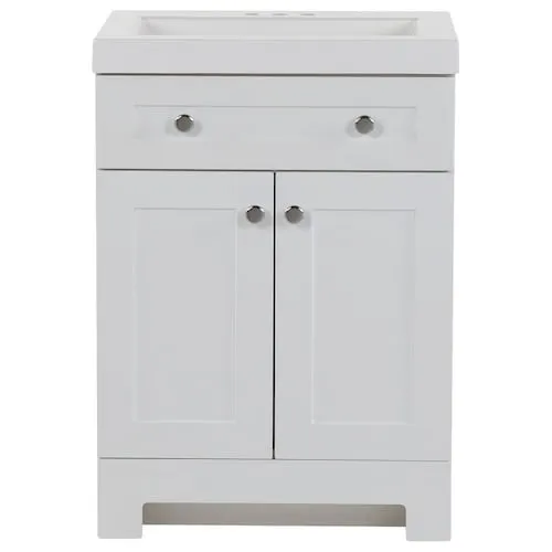 Everdean 24.5-inch W x 34.4-inch H x 18.75-inch D Bathroom Vanity in White with Cultured Marble Countertop/Rectangular Sink
