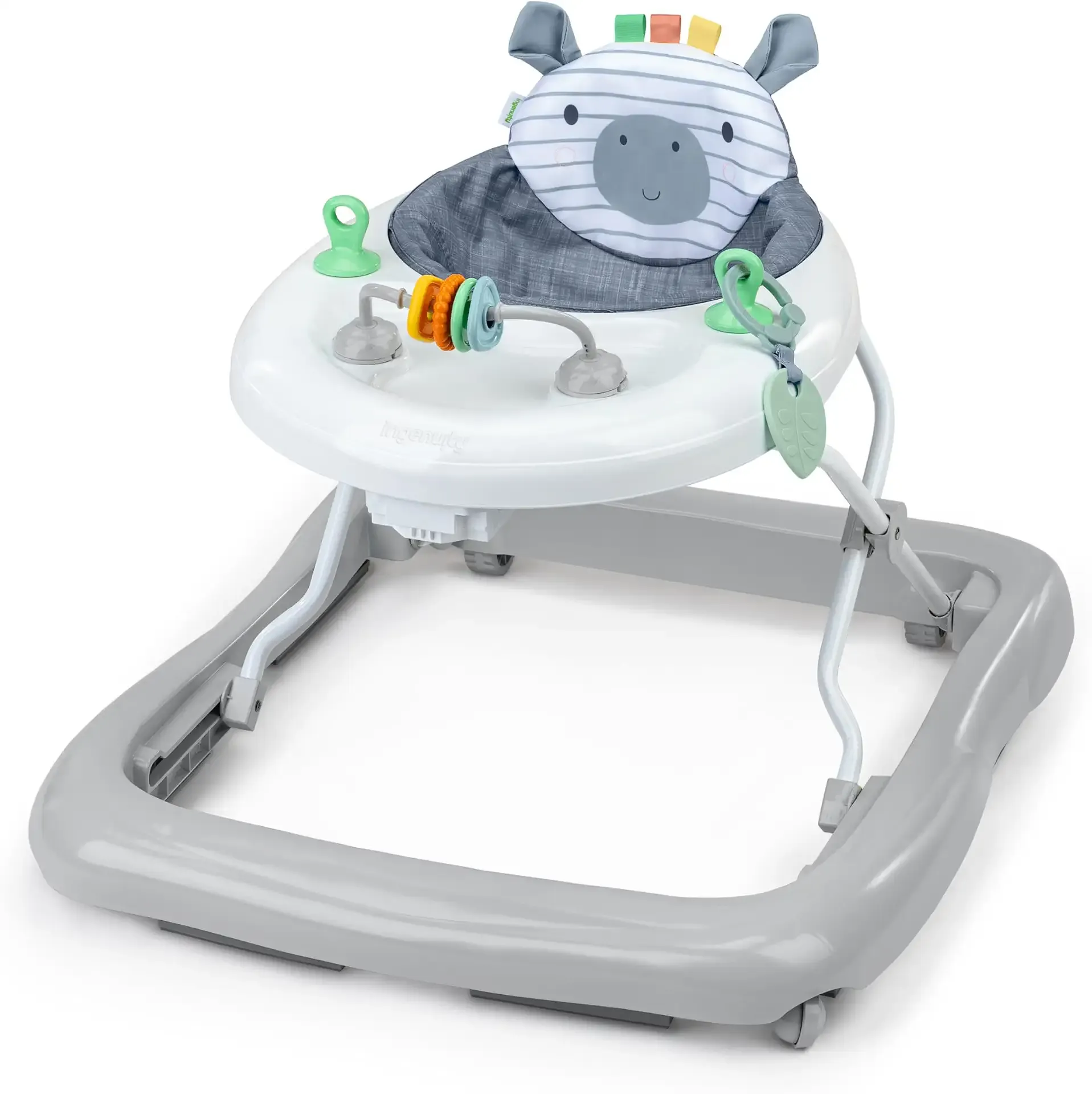 Ingenuity Smooth Strides Activity Baby Walker - Chambray, Developmental Walker, 3 Adjustable Heights, Toys Included, 6M-12M