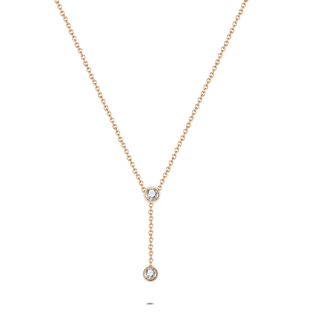 Halsketting in onbekend materiaal, met zirkonia