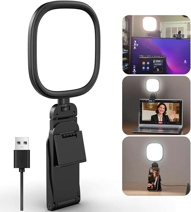 Upgraded 5" Video Conference Ring Light – Eye-Caring Diffused Light with Screen-Safe Clip & Stand, 84 Soft LED, 50 Modes, CRI 97.8+, USB-Powered for Desk, Laptop & Monitor, Ideal for Zoom & Streaming