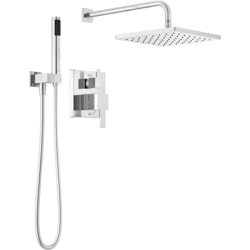 Modern Shower KitSquare 10" Raincan and Handheld Shower Head in Chrome