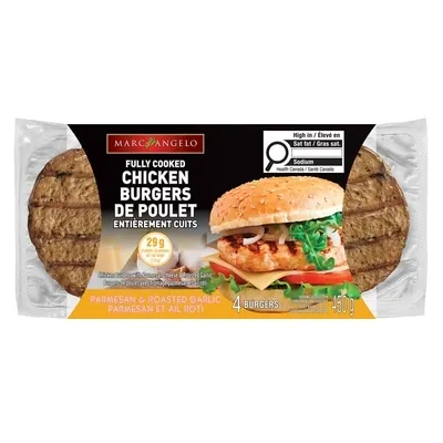 Fully Cooked Chicken Burgers Parmesan & Roasted Garlic