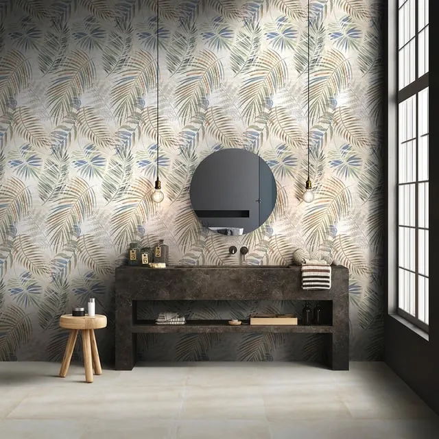 Piastrella da rivestimento interno in gres porcellanato 60 x 119.8 cm rettificato smaltato multicolore opaco Art Color Leaf Decoro Sp. 9 mm 1.44 mq