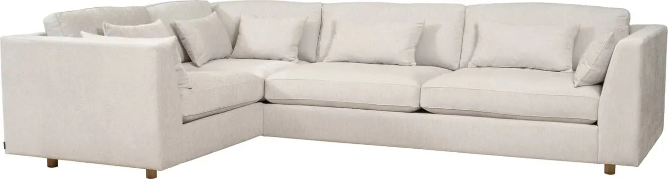 Hjellegjerde Dyp hjørnesofa armlen 4 + 1,5 seter + hjørne + 3,5 seter + armlen 4, stoff Anabela natural