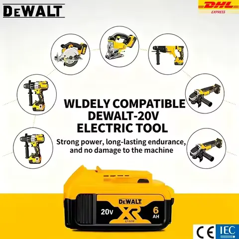 100% Genuine Dewalt 20V Battery, 6AH Rechargeable Lithium Ion Battery, Dewalt DCB200 Power Tool Replacement Battery