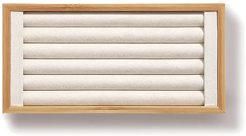 Kanwoder Bamboo Ring Holder,Ring Display Stand,Jewelry Organizer Stand for Rings Earrings Selling（Beige）