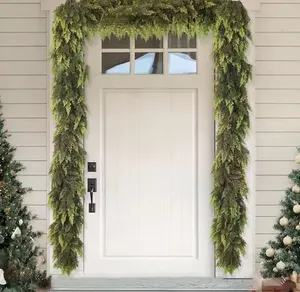 2pcs Corona de pino de torre navideña, 1,8m, planta artificial para colgar en la puerta, corona de ramas de pino, bricolaje, decoración de mantel.