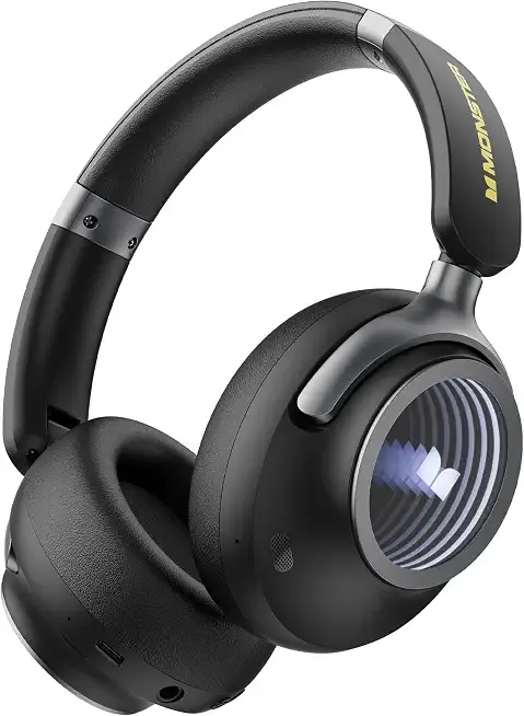 Monster Persona 4th ANC Active Noise Canceling Headphones, Wireless Bluetooth Over Ear Headphones with 3 EQ Modes, and 70H Playtime,Deep Bass,Bluetooth 6.0,Foldable Comfort Design for Outdoor,Black