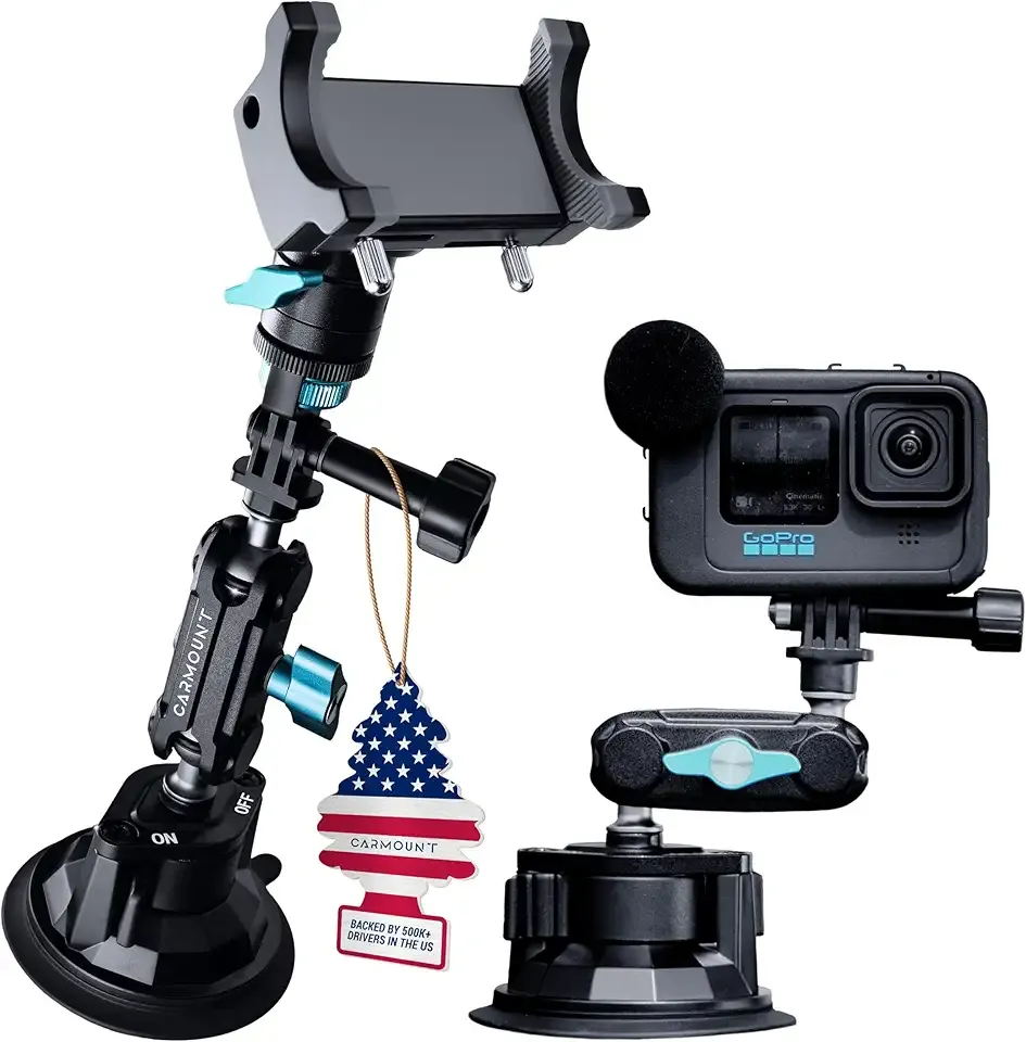 CARMOUNT TitanX100 Pro – 2026 Model, Universal Dashboard & Windshield Cell Phone Car Mount, Adjustable Suction Cup Phone Mount, Heavy Duty Metal Phone Holder, Window Phone Mount
