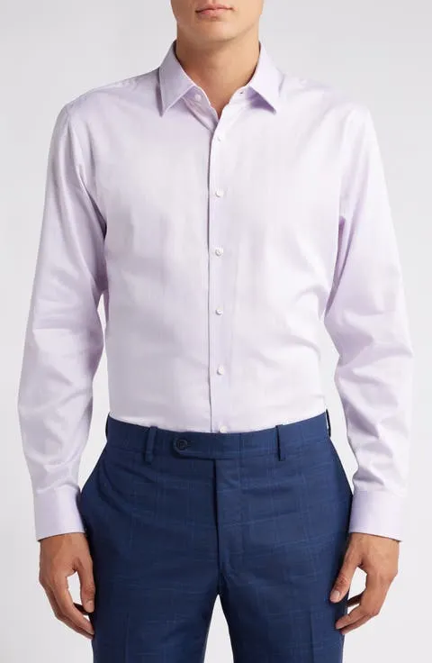 Trim Fit Herringbone Dress Shirt (Regular, Big & Tall)